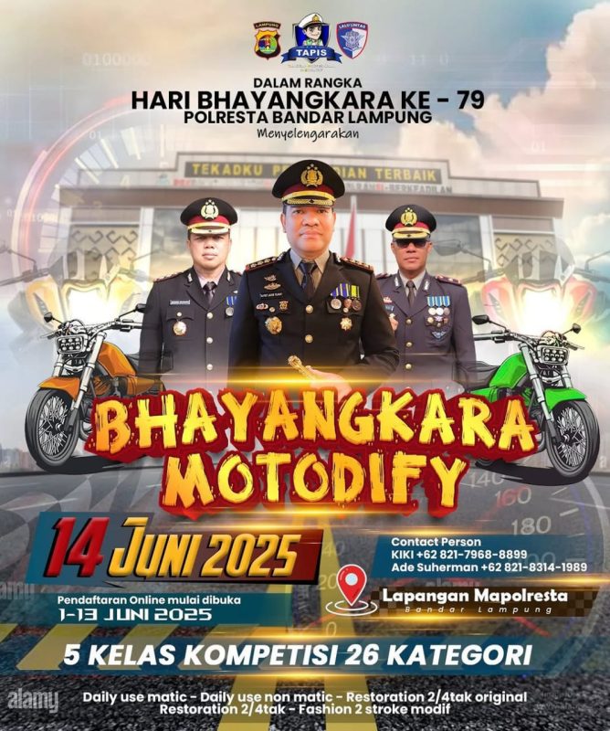 Sambut Hari Bhayangkara ke 79, Polresta Bandar Lampung Gelar Lomba Modifikasi Motor, Catat Tanggalnya